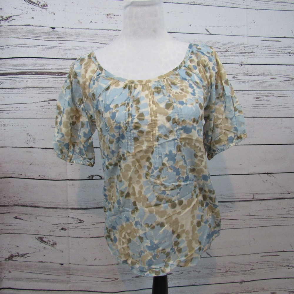 Lucky Brand abstract short-sleeved peasant top